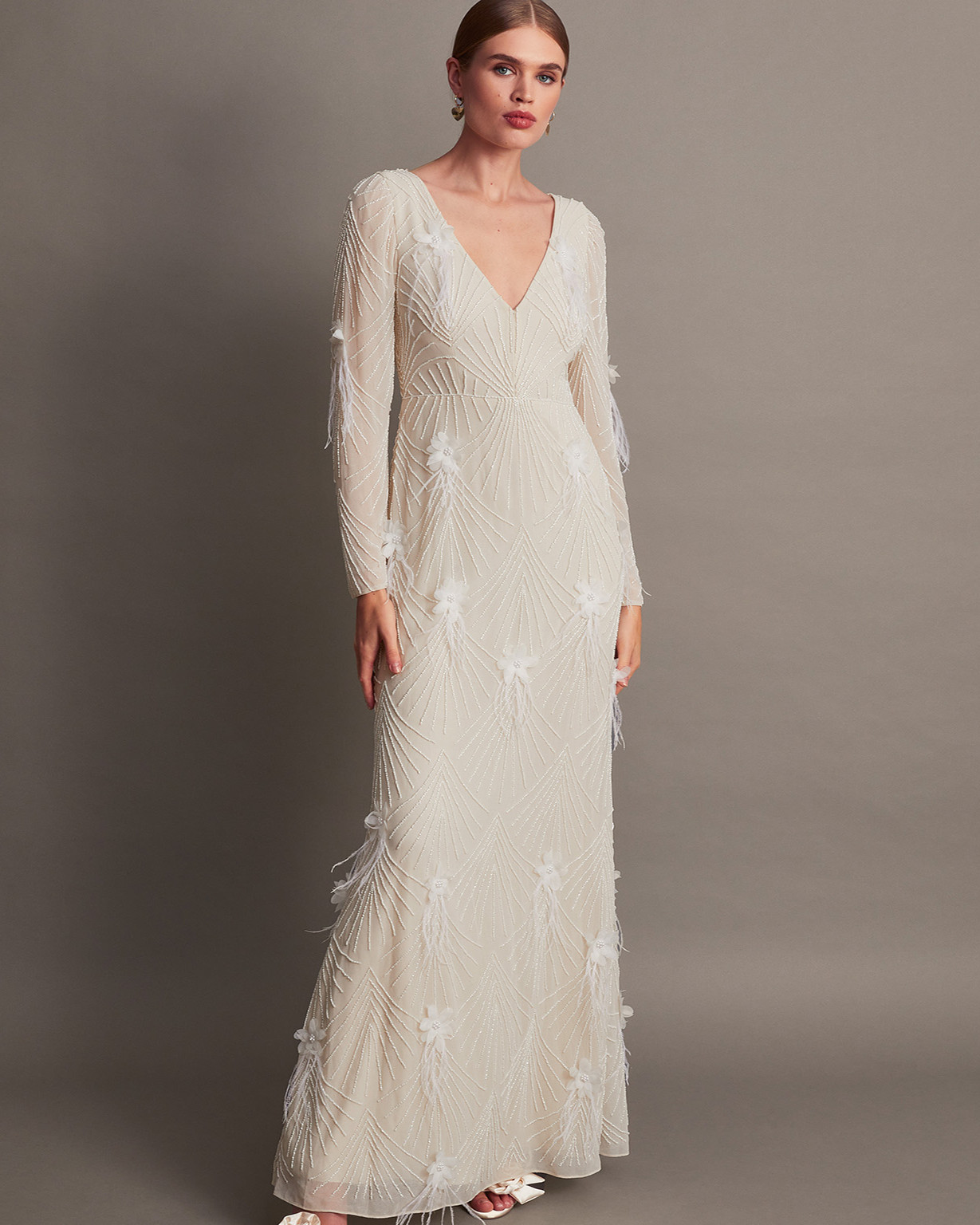 Monsoon Florence Embellished Bridal Dress Viscose