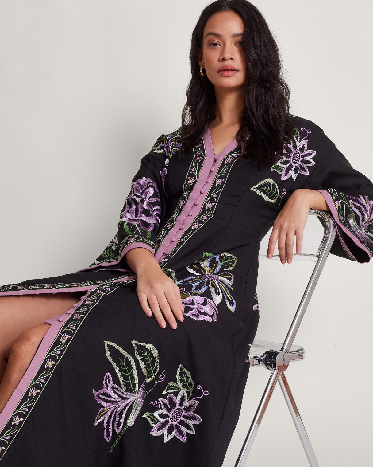 Monsoon Kaya Embroidered Dress Viscose