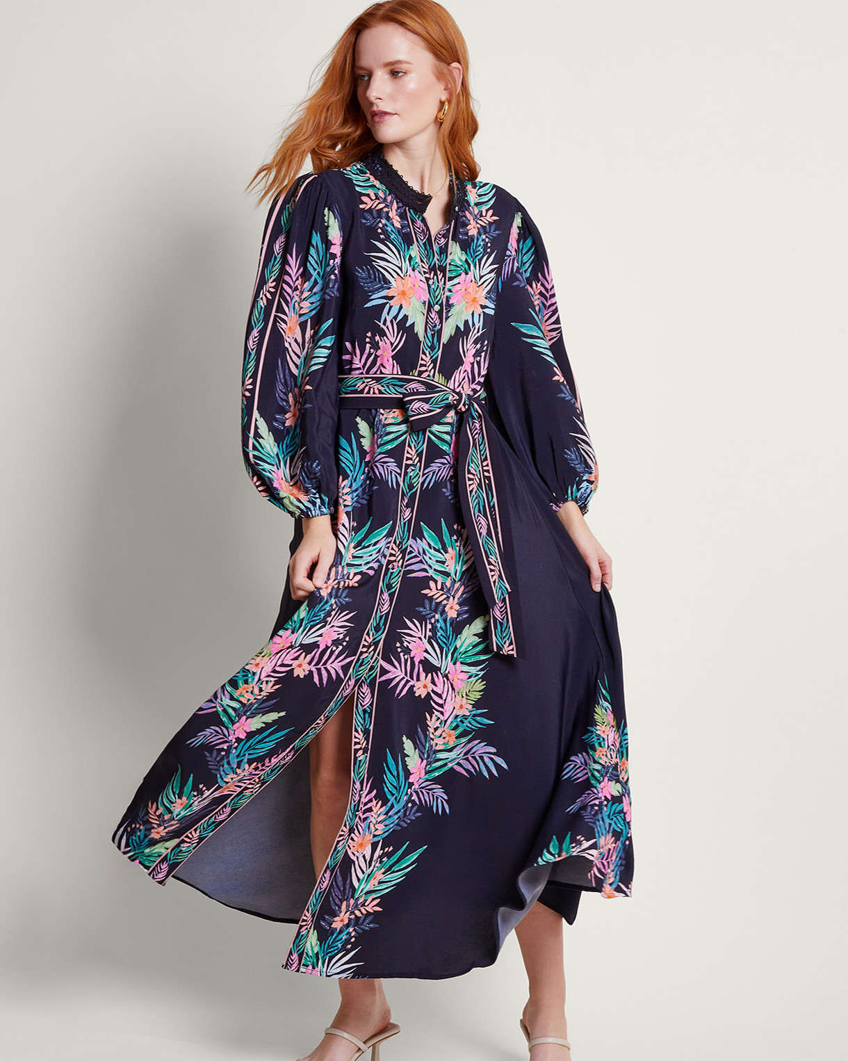 Monsoon Mirella Palm Shirt Dress Viscose