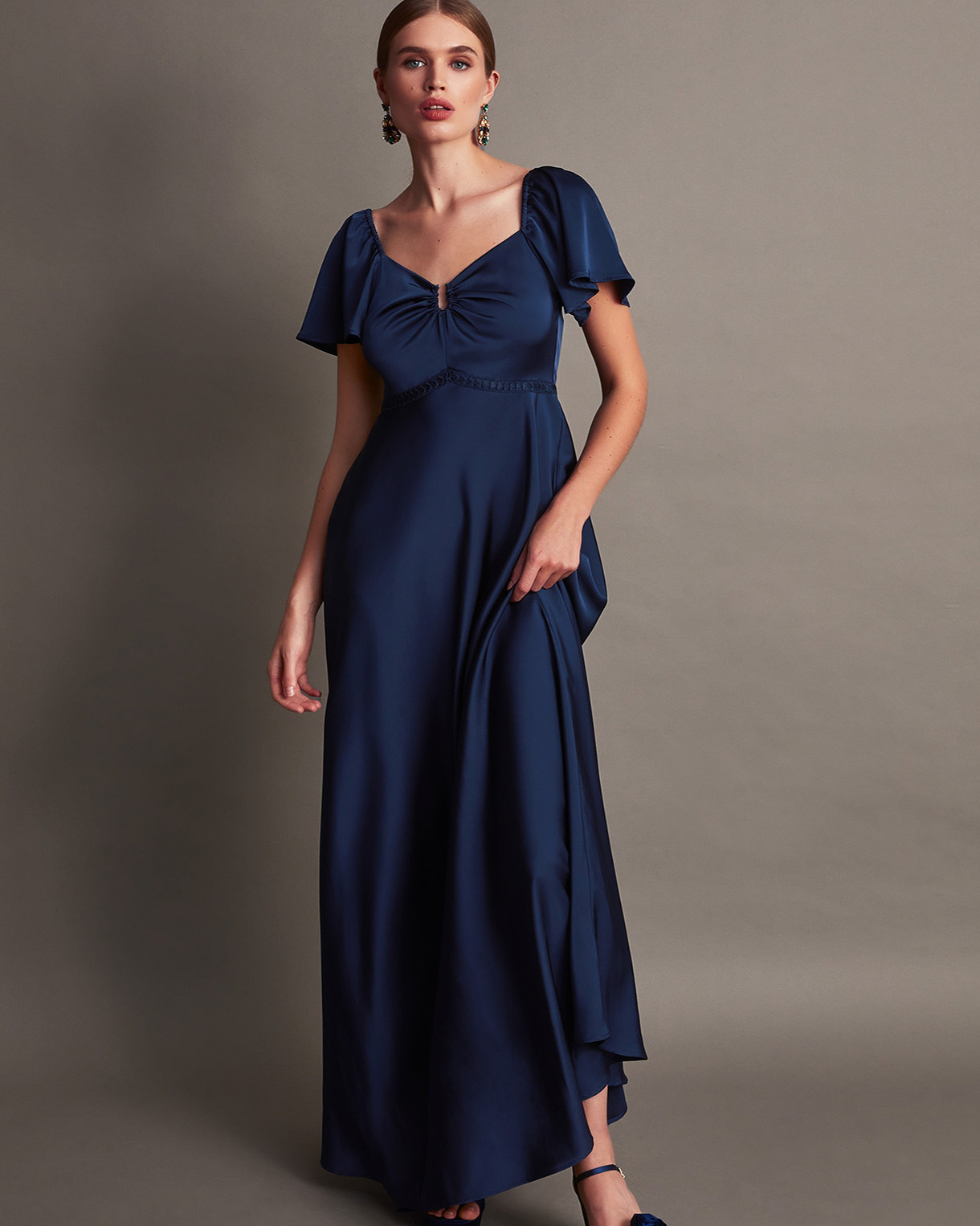 Monsoon Savannah Satin Maxi Dress Viscose