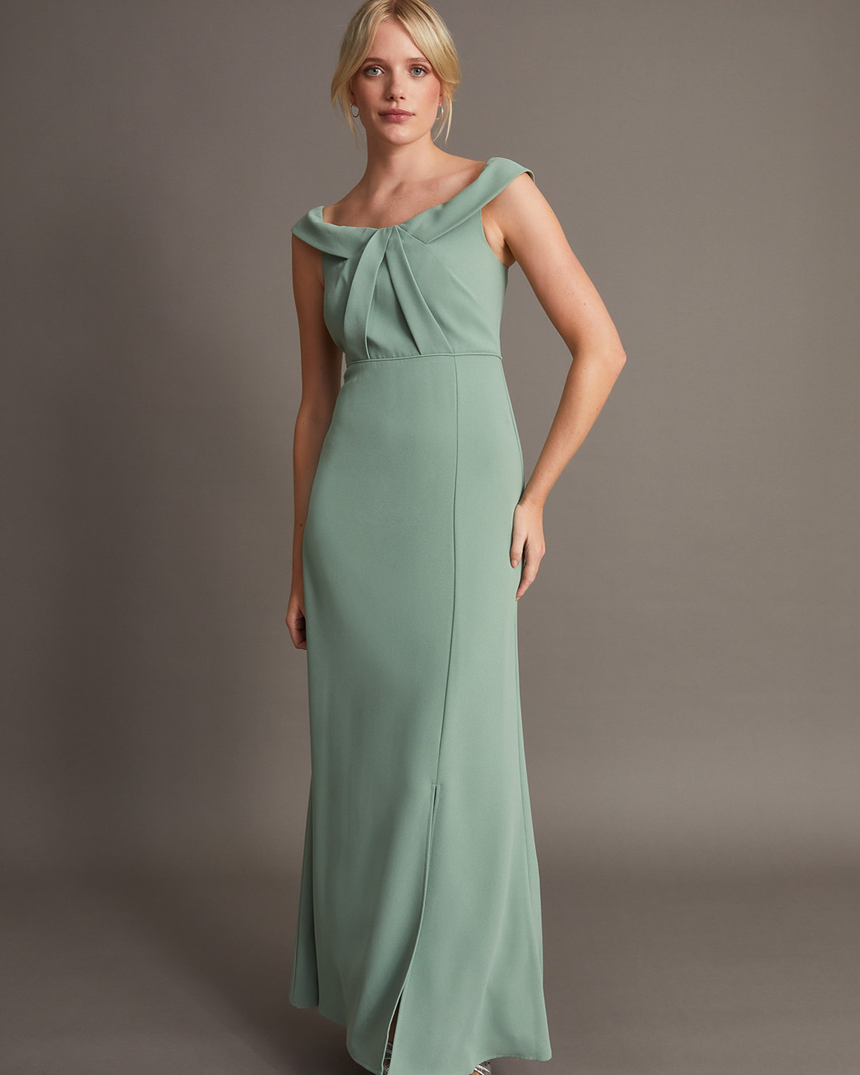 Monsoon Beatrice Crepe Bardot Maxi Dress Viscose